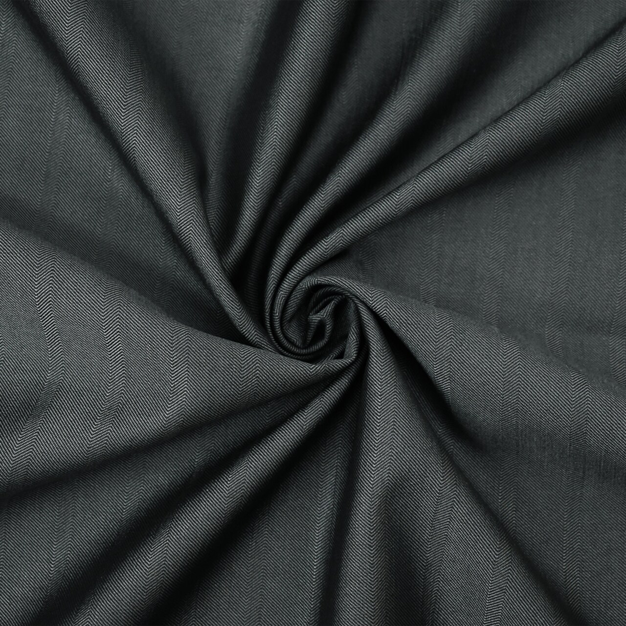 Gray-Black Wool-Polyester Irregular Herringbone Shirting Fabric By the Yard